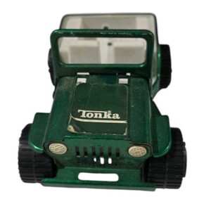 Vintage Green Tonka Jeep Toy Truck Metal Body White Interior
