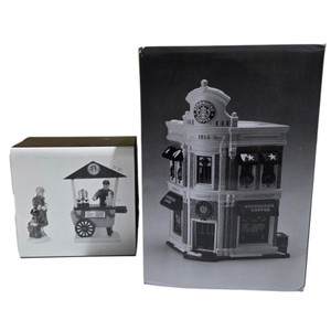 Dept. 56 Snow Village Starbucks Coffee Building and Coffee Cart