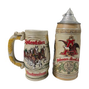 Budweiser Clydesdales Beer Stein & Anheuser-Busch Lidded Stein Lot