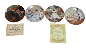 Norman Rockwell & Collector Plate Lot With COAs, First Haircut, Cradle Of Love, The Student & Mary Mary