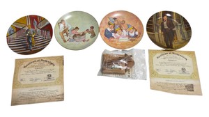 Norman Rockwell & Gone With The Wind Collector Plate Lot With COAs & Original Boxes, Water-Damaged Boxes