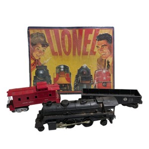 Vintage Lionel Train Lot  246 Steam Engine, 6007 Caboose, NYC Gondola & 1954 Lionel Tin Sign