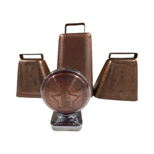 Copper Cowbells & Fill Er Up Bar Token Display Lot