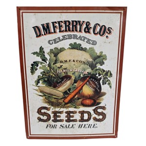 D.M. Ferry & Co. Celebrated Seeds Metal Advertising Sign