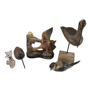 Mixed Animal & Bird Decor Lot - Ducks Unlimited Decanter, Cat & Bird Figurines