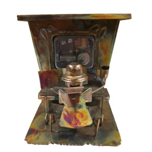 Vintage Wind-Up Tin Metal Street Musician  Organ Grinder Figure