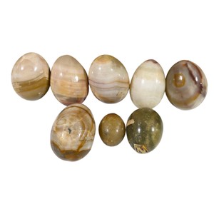 Lot of 8 Polished Stone MarbleOnyx Decorative Eggs