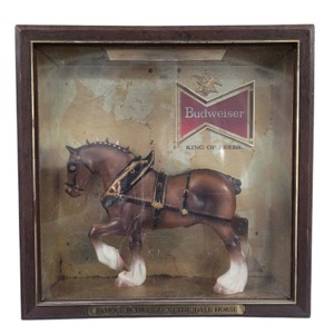 Budweiser Famous Clydesdale Horse Display, Framed Beer Advertising Shadow Box