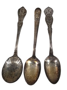 3 Vintage Souvenir Spoons Walt Disney 1964, Thomas Jefferson & Minnesota