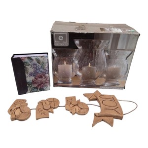 Elements Crackle Hurricane Candle Holders, Pioneer Photo Album & Abbey Press Joy Wall Decor