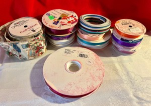 Group of various holiday and craft ribbon
