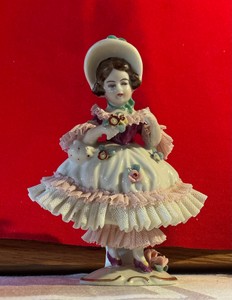 Vintage German Dresden art Victorian lady figurine