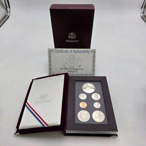 1992 U.S. Olympic Prestige Proof Set w 90% Silver Dollar & COA  U.S. Mint 7 Coin Collector Set