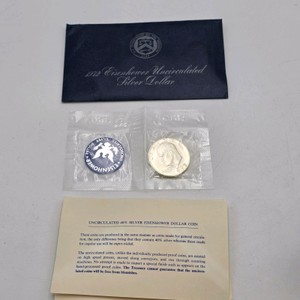 1972 Eisenhower Uncirculated Silver Dollar  40% Silver  .3161 Troy Oz Silver  Original Blue Pac