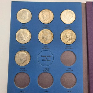 Whitman Kennedy Half Dollar Album w 7 Silver Halves  1964-1969  Approx. 1.46288 Troy Oz Silver