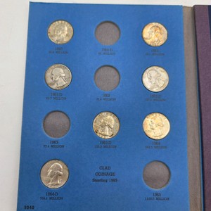 Whitman Washington Quarter Album w 7 Silver Quarters  1960-1964  Approx. 1.26588 Troy Oz Silver