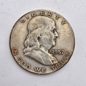1957-D Franklin Half Dollar  90% Silver  .36169 Troy Oz Silver  Denver Mint U.S. Coin