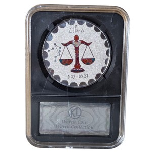 Libra Zodiac Silver-Tone Commemorative Coin Medallion in Display Case