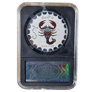 Scorpio Zodiac Silver-Tone Coin-Style Medallion in Display Case