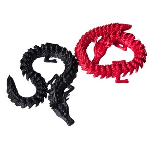 Lot of 2 Articulated Dragon Figures  Red & Black Flexible Fantasy Toys