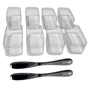 8 Clear Rectangular Dessert Cups 4.6 x 2.4 x 2 in & 2 NEVKHA Butter Spreaders