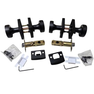 Lot of 2 Goldenwarm Matte Black Interior Privacy Door Knob Sets MS7042BK12