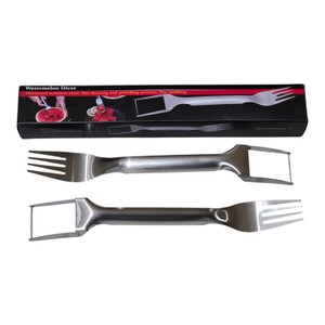 2-Piece Stainless Steel Watermelon Cutter Fork & Dicer Utensil Set  New