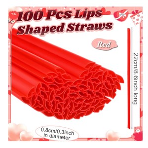 Lot of 400 Potchen Red Lips-Shaped Drinking Straws  4 Boxes of 100, New