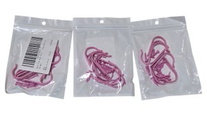 Lot of 24 Pink Metal Coat Hooks with 48 Matching Screws  3 Packs, New