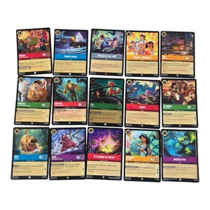 Disney Lorcana TCG 15-Card Lot  Tod, Jasmine, Lilo, Aladdin, Pacha & More