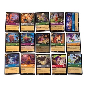 Disney Lorcana TCG 15-Card Lot  Rapunzel, Hera, Yzma, Genie, Sulley & More