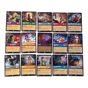 Disney Lorcana TCG 15-Card Lot  Genie, Peter Pan, Mother Gothel, Sheriff & More