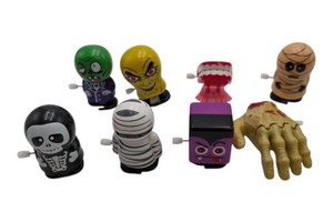Lot of 8 Vintage Wind-Up Horror Themed Toys Halloween Monsters Wind Up Walking