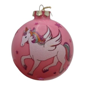 Robert Stanley Pink Unicorn Glass Ball Christmas Ornament 4 Holiday Collectible