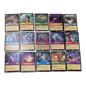 Disney Lorcana TCG 15-Card Lot  Peter Pan, Hades, Red Moon Ritual, Stitch & More