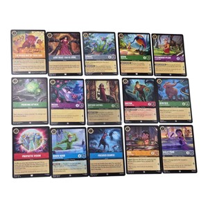 Disney Lorcana TCG 15-Card Lot  Mother Gothel, Robin Hood, Lilo, Violet Parr & More