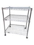 Estimated MSRP/new retail: $475–$550. Pre owned Nexel Chrome Wire Rolling Cart With 3 Shelves – 36" x 30" x 24"