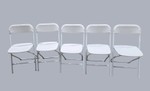 Lot of 5 White Folding Chairs – Metal Frame Plastic Seat/Back