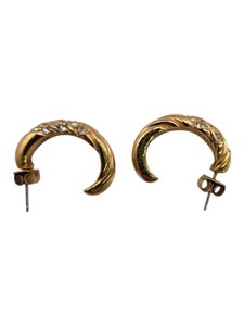 Gold-Tone Crescent Hoop Earrings with Rhinestone Accents  1 Pair