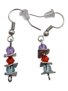 Silver-Tone Multicolor Faceted Bead Dangle Earrings  1 Pair
