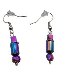 Iridescent Rainbow Geometric Beaded Dangle Earrings  1 Pair