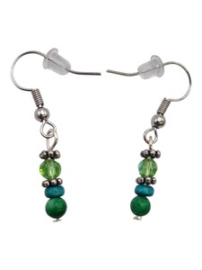 Green & Teal Beaded Silver-Tone Dangle Earrings  1 Pair