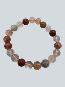 Mixed-Tone Translucent Round Bead Stretch Bracelet  Pink, Brown & Green