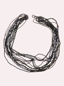Cookie Lee Multi-Strand Beaded Statement Necklace  Black, Gray & Bronze