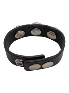 Black Leather-Look Snap Bracelet with 3 Interchangeable Mom Rhinestone Buttons