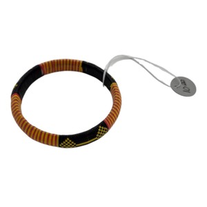 Black, Red & Yellow Wrapped Bangle Bracelet  Geometric Pattern