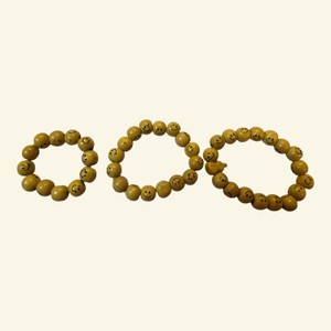 Lot of 3 Yellow Wooden Smiley Face Bead Stretch Bracelets