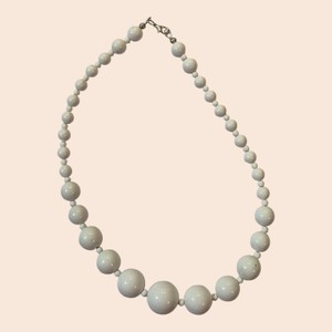 White Graduated Round Bead Necklace  Silver-Tone Lobster Clasp