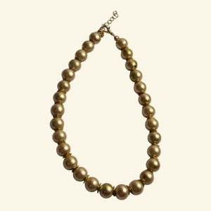 Gold-Tone Graduated Round Bead Statement Necklace with Extension Chain