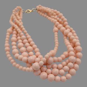 Pale Pink Multi-Strand Graduated Bead Statement Necklace